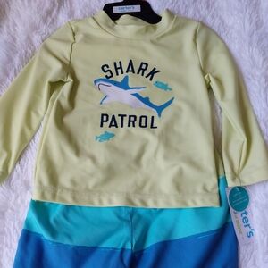 Carter's Yellow and Blue Shark Patrol Rashguard Set